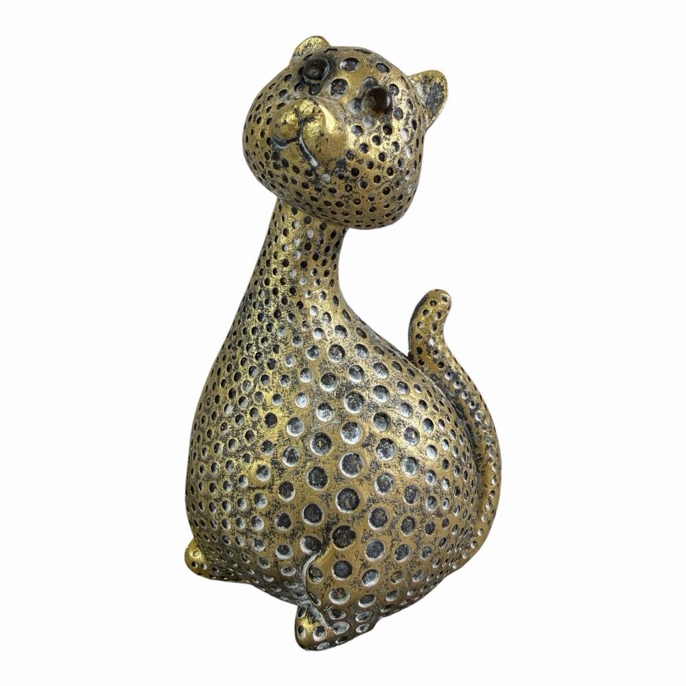 Sagebrook Home Decor Gold Spotted Textured Fat Cat Figurine Knick Knack Collect